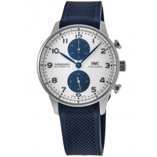 Replica IWC Portugieser Automatic Chronograph White Dial Rubber Strap Men‘s Watch IW371620