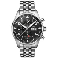 Replica IWC Pilot‘s Chronograph Black Dial Steel Men‘s Watch IW378002