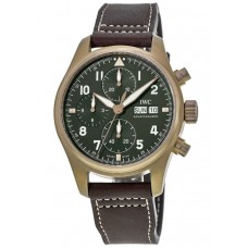 Replica IWC Pilot‘s Spitfire Chronograph Green Dial Brown Men‘s Watch IW387902