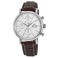 Replica IWC Portofino Chronograph Silver Dial Brown Men‘s Watch IW391027
