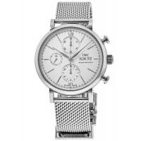 Replica IWC Portofino Chronograph Silver Dial Mesh Bracelet Men‘s Watch IW391028