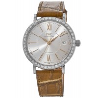 Replica IWC Portofino Automatic Silver Original Diamond Dial with Custom Diamond Bezel Women‘s Watch IW458101-CD