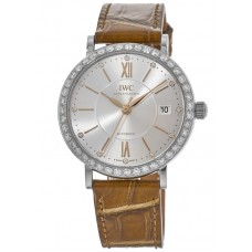 Replica IWC Portofino Automatic Silver Original Diamond Dial with Custom Diamond Bezel Women‘s Watch IW458101-CD