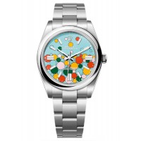 Replica Rolex Oyster Perpetual 41 Turquoise Blue Celebration-Motif Dial Oyster Men‘s Watch M124300-0008