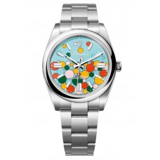 Replica Rolex Oyster Perpetual 41 Turquoise Blue Celebration-Motif Dial Oyster Men‘s Watch M124300-0008