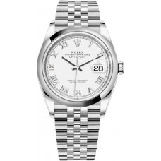 Replica Rolex Datejust 36 White Roman Dial Women‘s Watch M126200-0007
