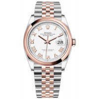 Replica Rolex Datejust 36 Steel &Everose Gold White Roman Dial Women‘s Watch M126201-0015