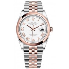 Replica Rolex Datejust 36 Steel &Everose Gold White Roman Dial Women‘s Watch M126201-0015