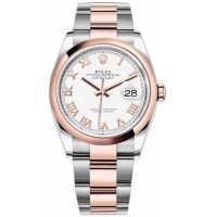 Replica Rolex Datejust 36 Steel &Everose Gold White Roman Dial Women‘s Watch M126201-0016