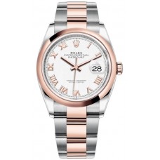 Replica Rolex Datejust 36 Steel &Everose Gold White Roman Dial Women‘s Watch M126201-0016