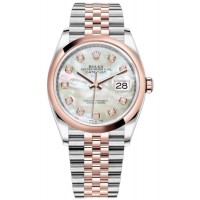 Replica Rolex Datejust 36 Steel &Everose Gold Mother-of-Pearl Diamond Dial Women‘s Watch M126201-0021