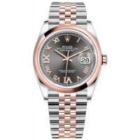 Replica Rolex Datejust 36 Steel &Everose Gold Slate Diamond Pave Roman Dial Women‘s Watch M126201-0023