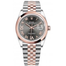 Replica Rolex Datejust 36 Steel &Everose Gold Slate Diamond Pave Roman Dial Women‘s Watch M126201-0023