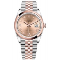Replica Rolex Datejust 36 Steel &Everose Gold Rose Diamond Pave Roman Dial Women‘s Watch M126201-0027