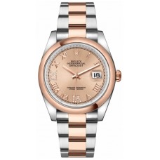 Replica Rolex Datejust 36 Steel &Everose Gold Rose Diamond Pave Roman Dial Women‘s Watch M126201-0028