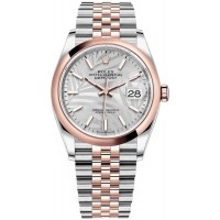 Replica Rolex Datejust 36 Steel &Everose Gold Silver Palm-Motif Dial Women‘s Watch M126201-0031