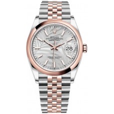 Replica Rolex Datejust 36 Steel &Everose Gold Silver Palm-Motif Dial Women‘s Watch M126201-0031