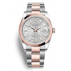 Replica Rolex Datejust 36 Steel &Everose Gold Silver Palm-Motif Dial Women‘s Watch M126201-0032