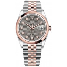 Replica Rolex Datejust 36 Steel &Everose Gold Slate Fluted-Motif Diamond Dial Women‘s Watch M126201-0041
