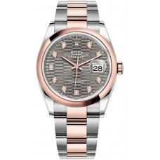 Replica Rolex Datejust 36 Steel &Everose Gold Slate Fluted-Motif Diamond Dial Women‘s Watch M126201-0042