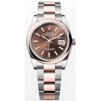 Replica Rolex Datejust 36 Steel &Everose Gold Chocolate Dial Women‘s Watch M126201-0044
