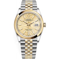 Replica Rolex Datejust 36 Steel &Yellow Gold Golden Palm-Motif Dial Women‘s Watch M126203-0037