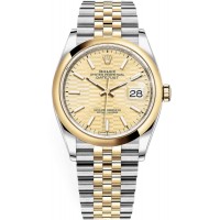 Replica Rolex Datejust 36 Steel &Yellow Gold Golden Fluted-Motif Dial Women‘s Watch M126203-0039