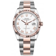 Replica Rolex Datejust 36 Steel &Everose Gold White Roman Dial Women‘s Watch M126231-0016
