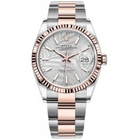 Replica Rolex Datejust 36 Steel &Everose Gold Silver Palm-Motif Dial Women‘s Watch M126231-0032
