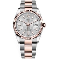 Replica Rolex Datejust 36 Steel &Everose Gold Silver Fluted-Motif Dial Women‘s Watch M126231-0034