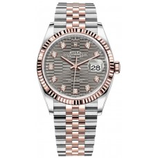 Replica Rolex Datejust 36 Steel &Everose Gold Slate Fluted-Motif Diamond Dial Women‘s Watch M126231-0041