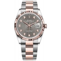 Replica Rolex Datejust 36 Steel &Everose Gold Slate Fluted-Motif Diamond Dial Women‘s Watch M126231-0042