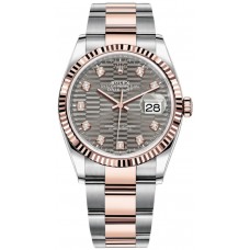 Replica Rolex Datejust 36 Steel &Everose Gold Slate Fluted-Motif Diamond Dial Women‘s Watch M126231-0042