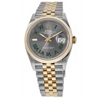 Replica Rolex Datejust 36 Steel &Yellow Gold Slate Wimbledon Dial Jubilee Women‘s Watch M126233-0035