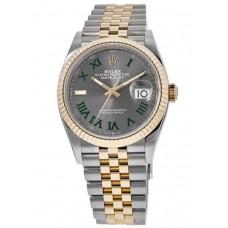 Replica Rolex Datejust 36 Steel &Yellow Gold Slate Wimbledon Dial Jubilee Women‘s Watch M126233-0035