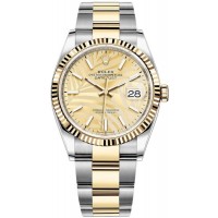 Replica Rolex Datejust 36 Steel &Yellow Gold Golden Palm-Motif Dial Women‘s Watch M126233-0038