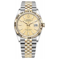 Replica Rolex Datejust 36 Steel &Yellow Gold Golden Fluted-Motif Dial Women‘s Watch M126233-0039