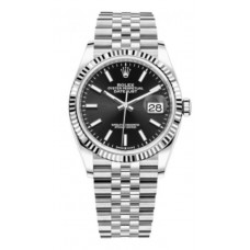 Replica Rolex Datejust 36 Steel &White Gold Black Dial Women‘s Watch M126234-0015