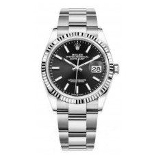Replica Rolex Datejust 36 Steel &White Gold Black Dial Women‘s Watch M126234-0016