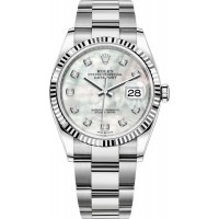 Replica Rolex Datejust 36 Steel &White Gold Mother-of-Pearl Diamond Dial Women‘s Watch M126234-0020