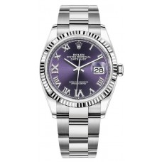 Replica Rolex Datejust 36 Aubergine Diamond Pave Roman Dial Women‘s Watch M126234-0022