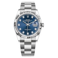 Replica Rolex Datejust 36 Steel &White Gold Blue Diamond Dial Women‘s Watch M126234-0038
