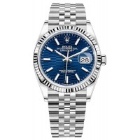 Replica Rolex Datejust 36 Steel &White Gold Blue Fluted-Motif Dial Women‘s Watch M126234-0049