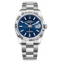 Replica Rolex Datejust 36 Steel &White Gold Blue Fluted-Motif Dial Women‘s Watch M126234-0050