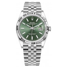 Replica Rolex Datejust 36 Steel &White Gold Mint Green Dial Women‘s Watch M126234-0051