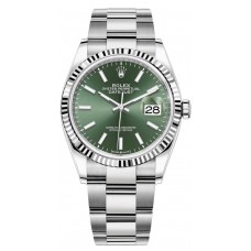 Replica Rolex Datejust 36 Steel &White Gold Mint Green Dial Women‘s Watch M126234-0052