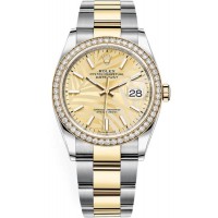 Replica Rolex Datejust 36 Yellow Gold &Diamonds Golden Palm-Motif Dial Women‘s Watch M126283RBR-0024 Replica Rolex Datejust 36 Yellow Gold &Diamonds Golden Palm-Motif Dial Women‘s Watch M126283RBR-0024