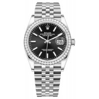 Replica Rolex Datejust 36 White Gold &Diamonds Black Dial Women‘s Watch M126284RBR-0007