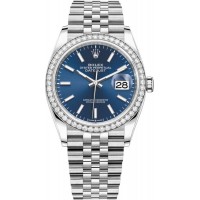Replica Rolex Datejust 36 White Gold &Diamonds Blue Dial Women‘s Watch M126284RBR-0009