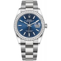 Replica Rolex Datejust 36 White Gold &Diamonds Blue Dial Women‘s Watch M126284RBR-0010